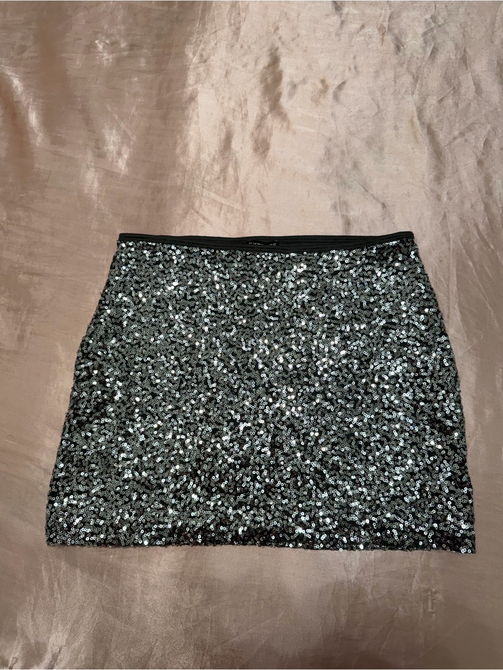 Express Black & Silver Sequin Skirt